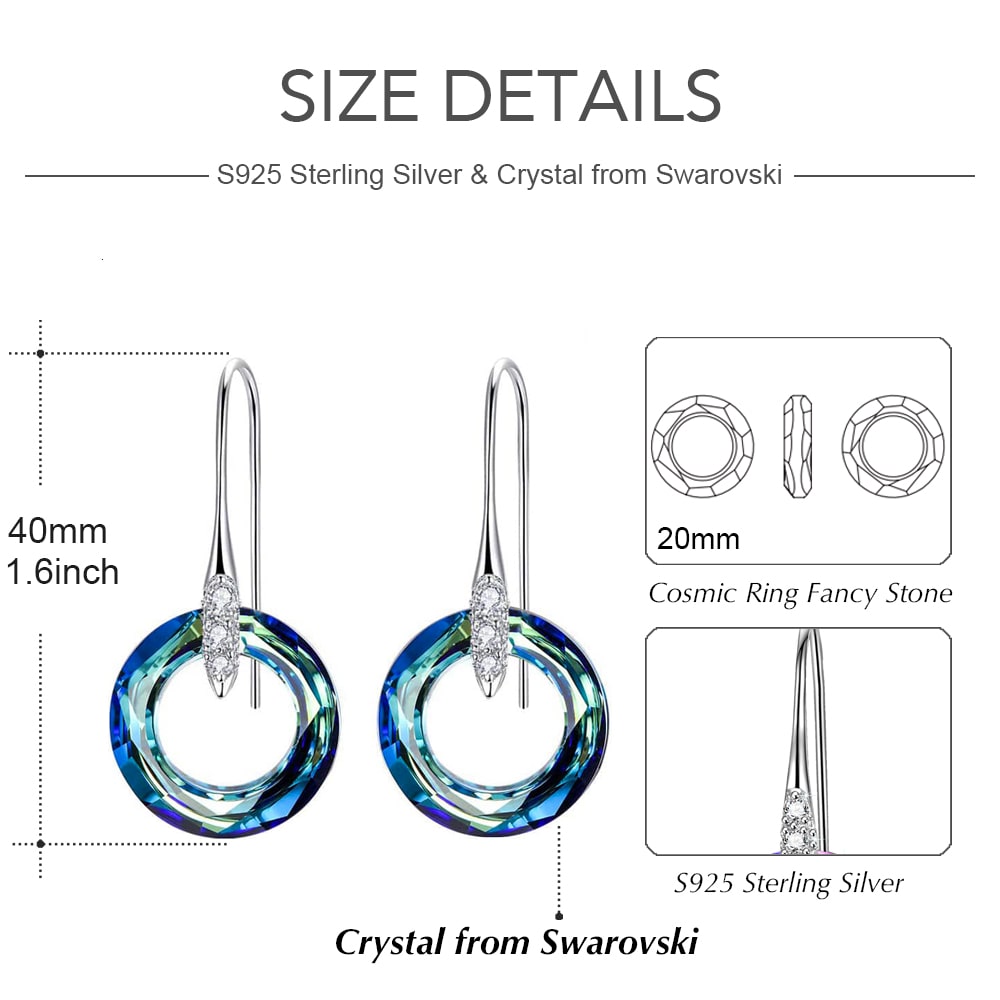 Pendientes de cristal con anillo cósmico grande, joyería 