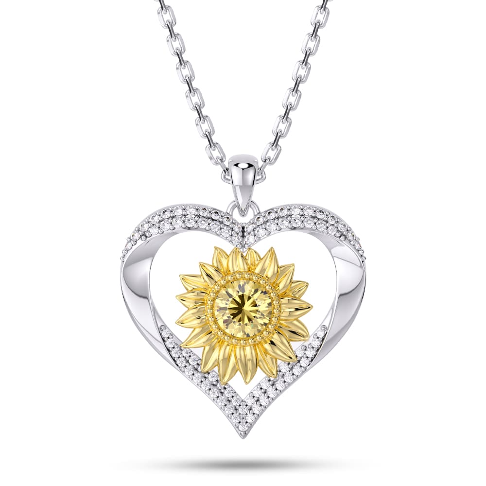 "Sunshine" Sunflower Heart Necklace Jewelry Gift