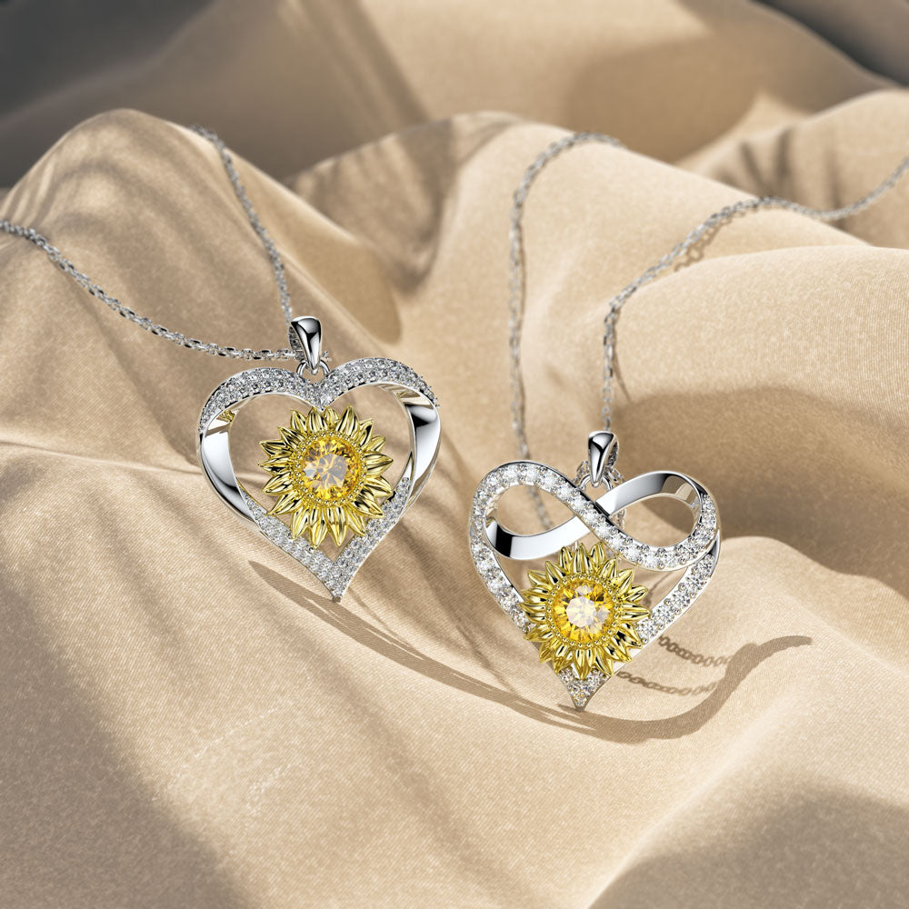 "Sunshine" Sunflower Heart Necklace Jewelry Gift