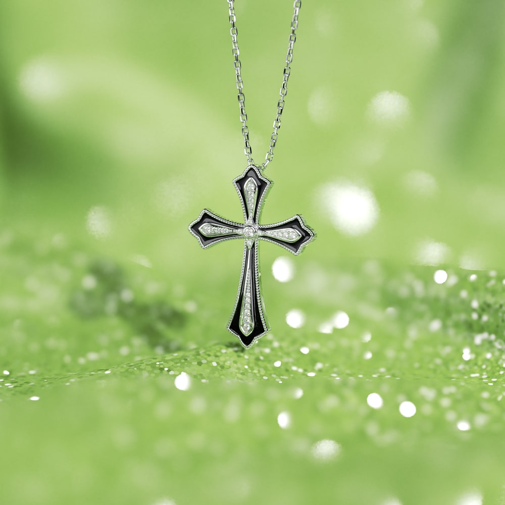 TAANAA 925 Sterling Silver Enamel Cross Pendant Necklace Women Jewelry Gift