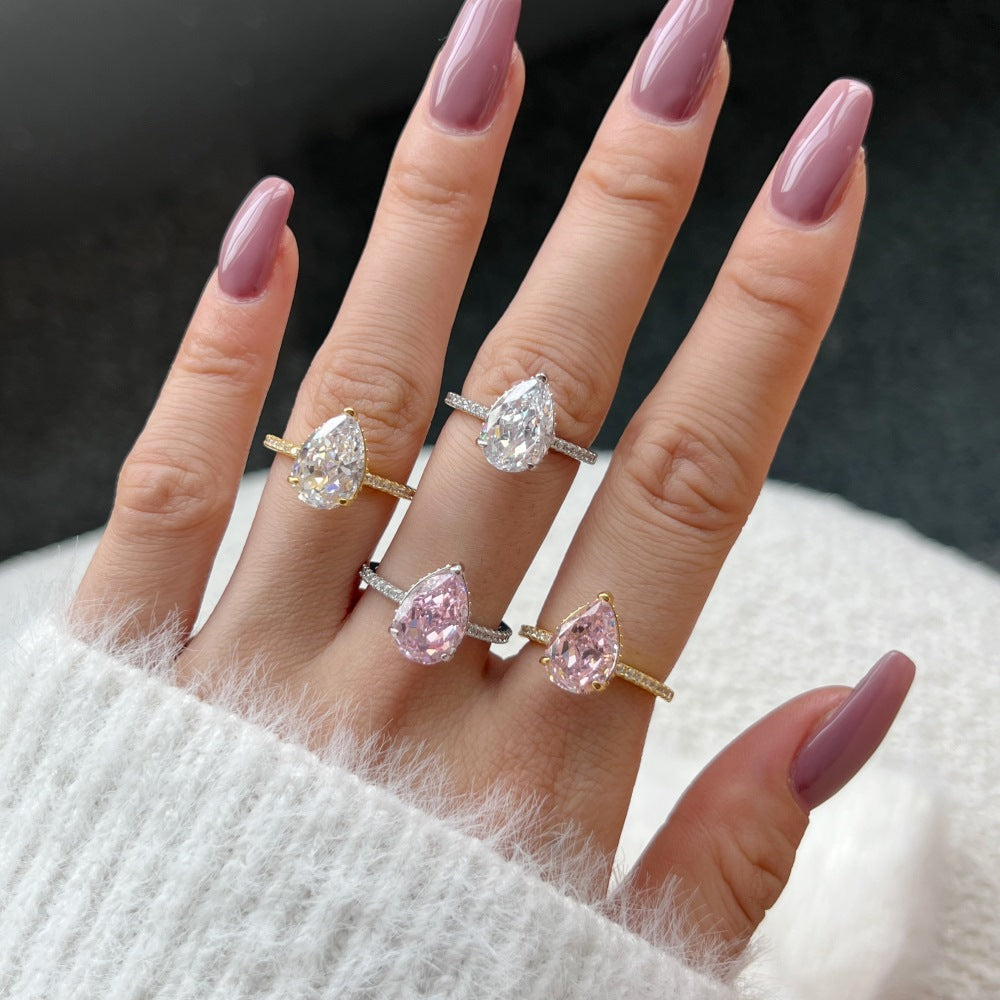 Pear Shaped Zirconia Ring Women