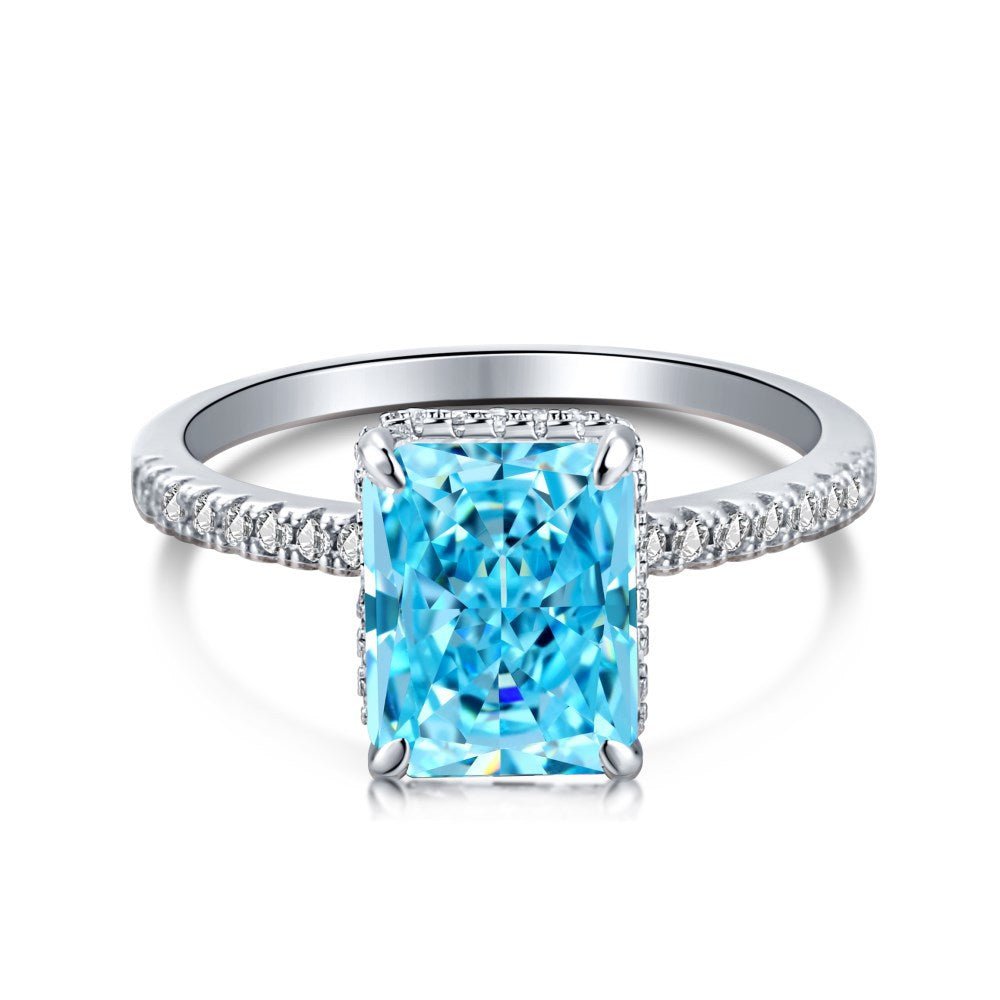 Rectangular Ice Flower Zirconia Ring