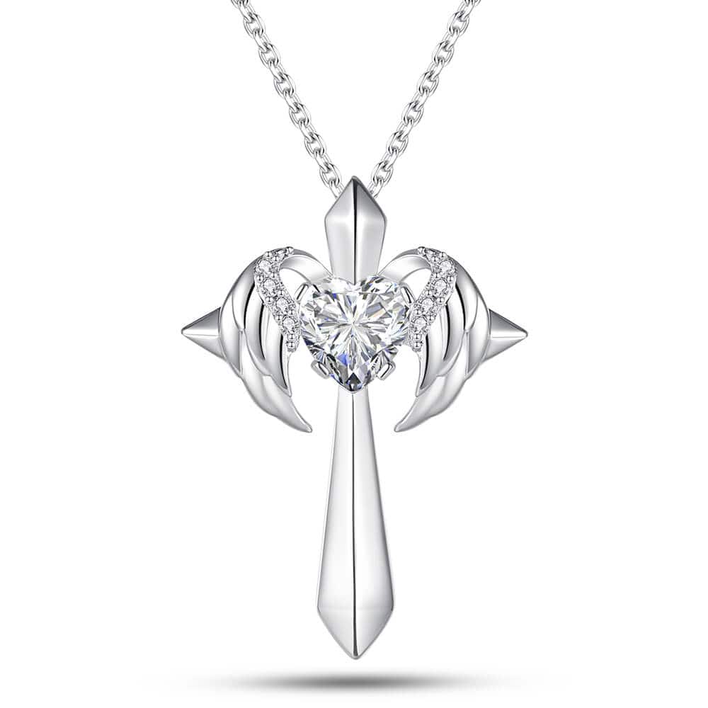 Cadeau de collier de croix d’ailes d’ange 