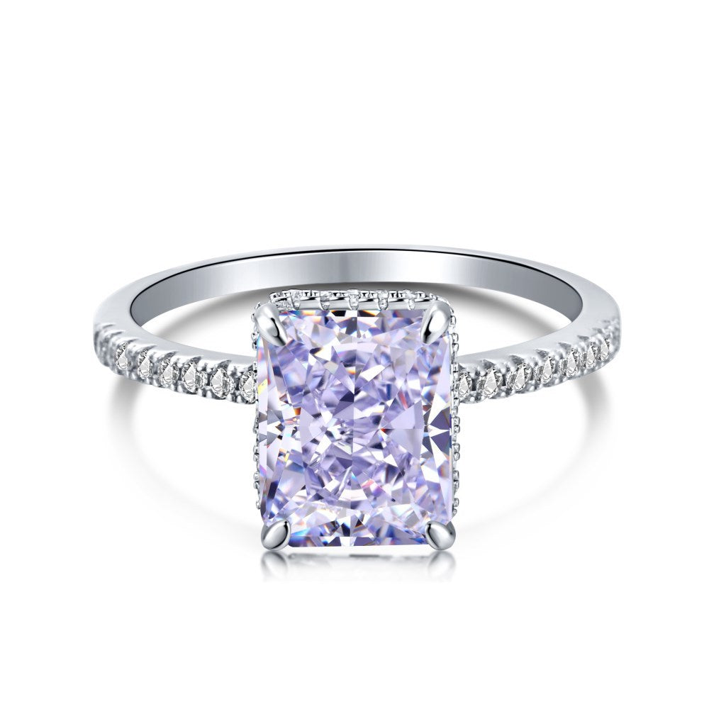 Rectangular Ice Flower Zirconia Ring