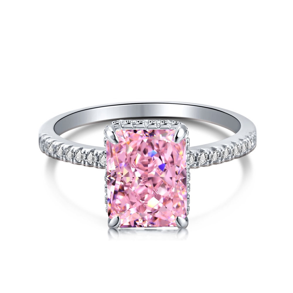 Rectangular Ice Flower Zirconia Ring