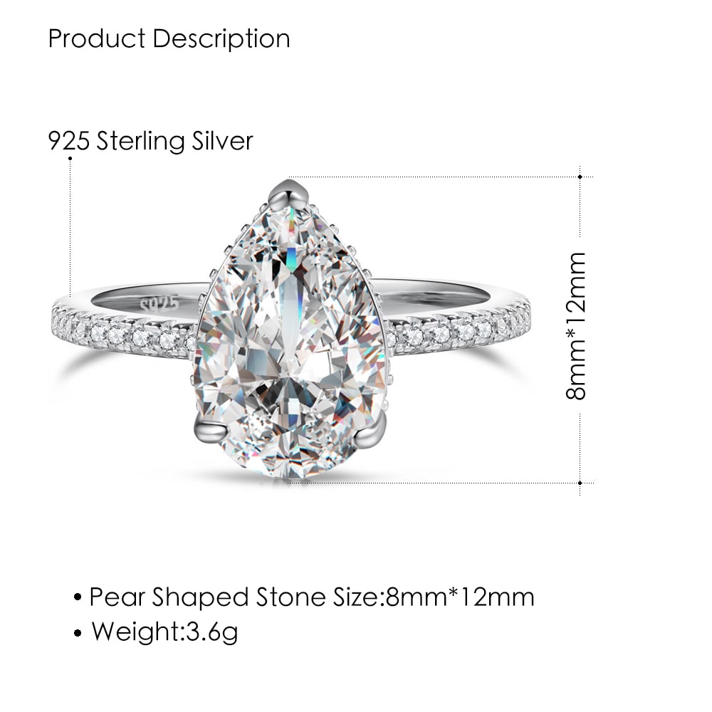 Pear Shaped Zirconia Ring Women