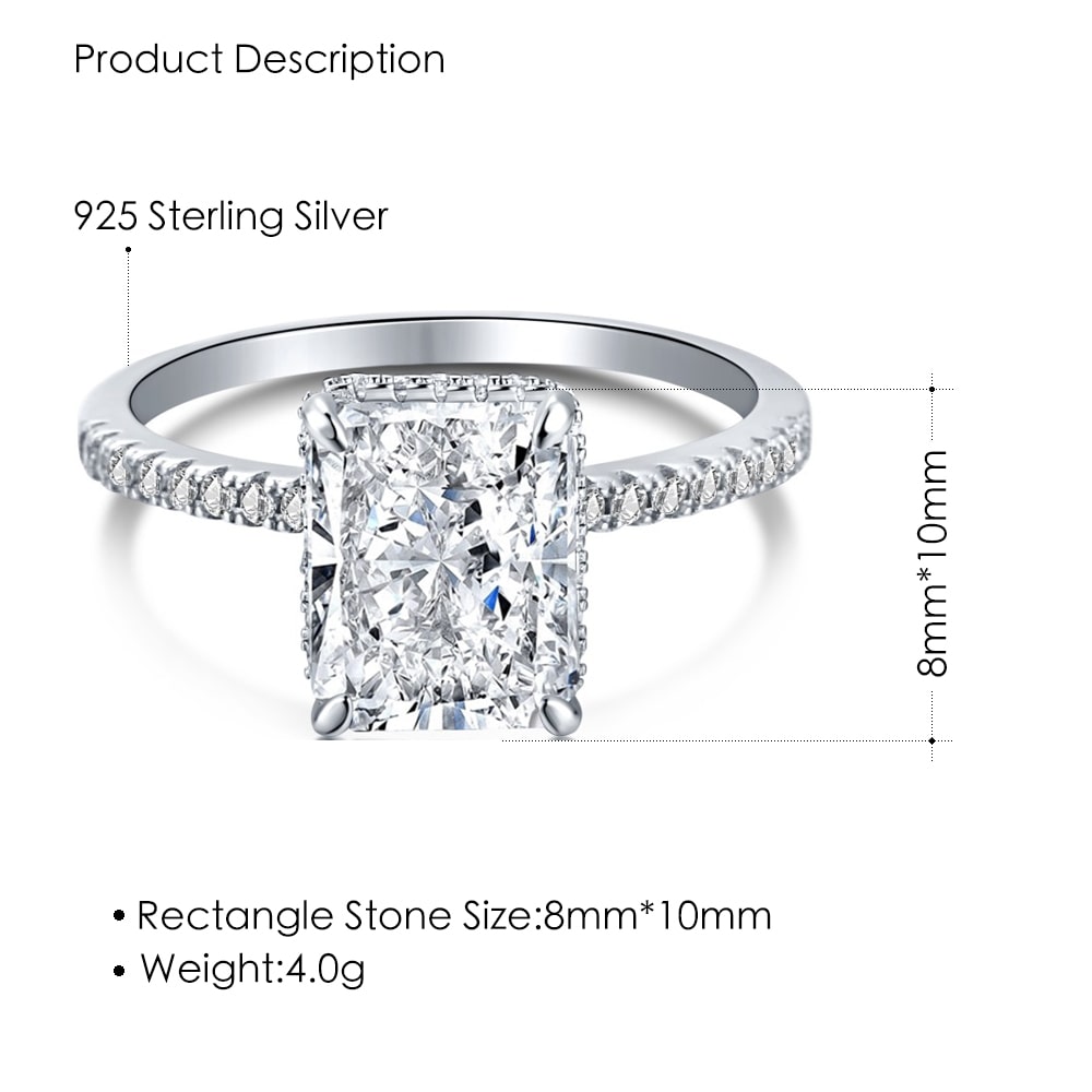 Rectangular Ice Flower Zirconia Ring