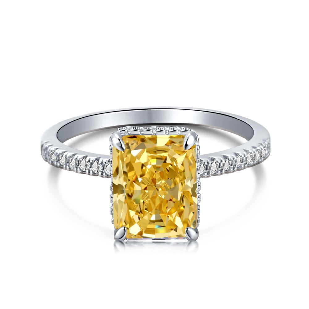 Rectangular Ice Flower Zirconia Ring