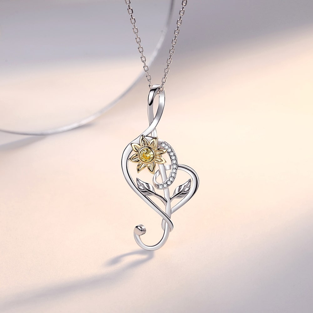 Sterling Silver Bee with Sunflower Charm Necklace 18 in. | Michele Benjamin  - Jewelry Design