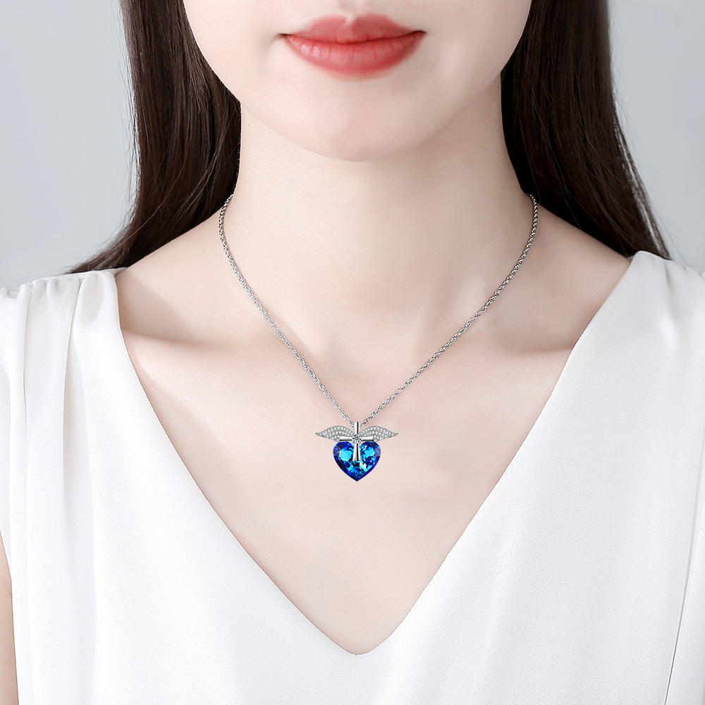 Swarovski blue heart on sale pendant