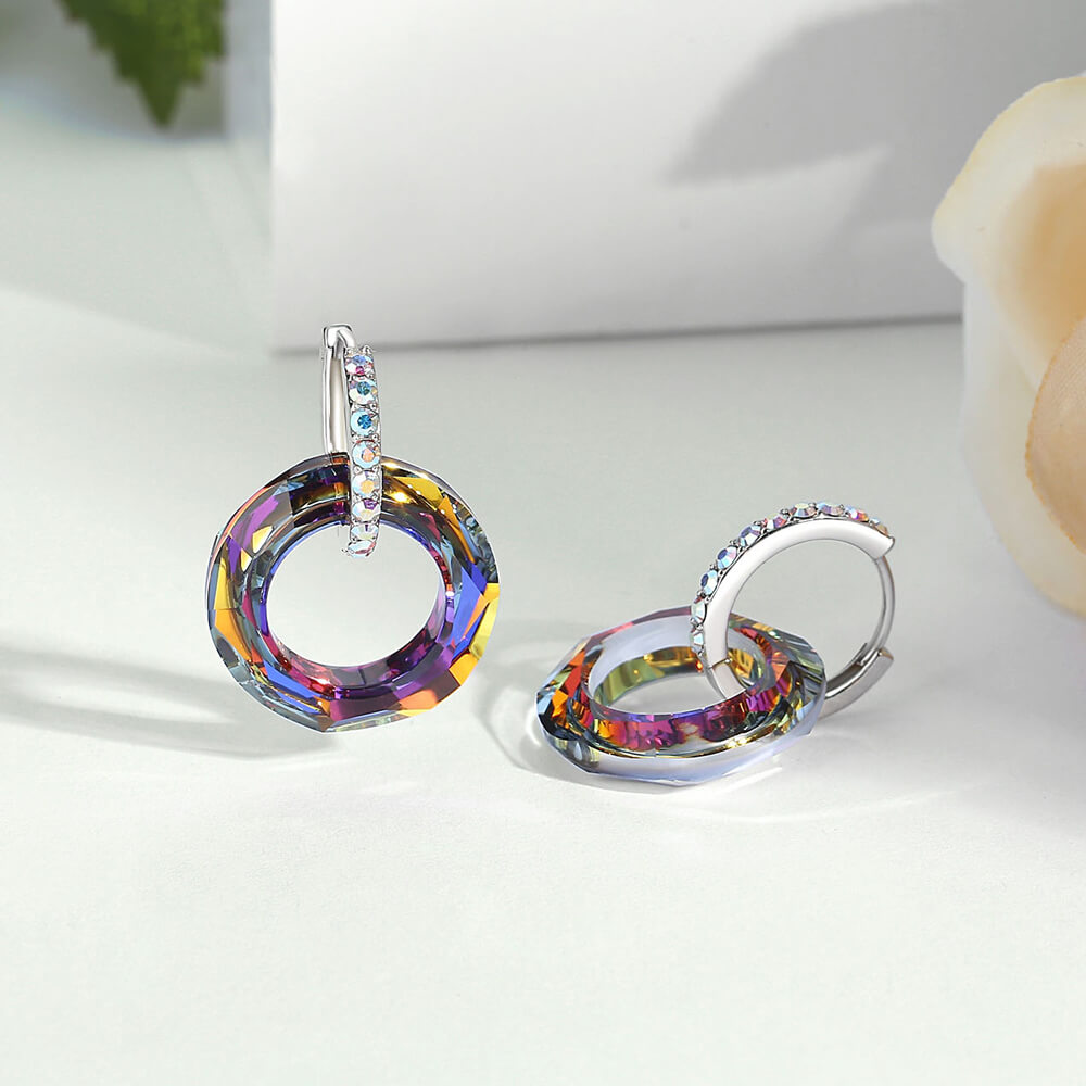 Swarovski Cosmic Ring Earrings - Swarovski Crystal Volcano Eternity Circle Earrings - Sterling outlets Silver Lever Back Earrings